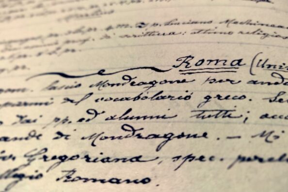 Detail of a page from the personal diary of Jesuit Fr. Lorenzo Rocci, author of the well-know Italian Dictionary of Ancient Greek - document preserved in the Historical Archives of the Jesuit Euro-Mediterranean Province in Rome