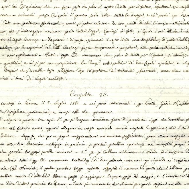 Detail of a minute of a consult from a Jesuit Province in Italy - document preserved in the Historical Archives of the Jesuit Euro-Mediterranean Province in Rome