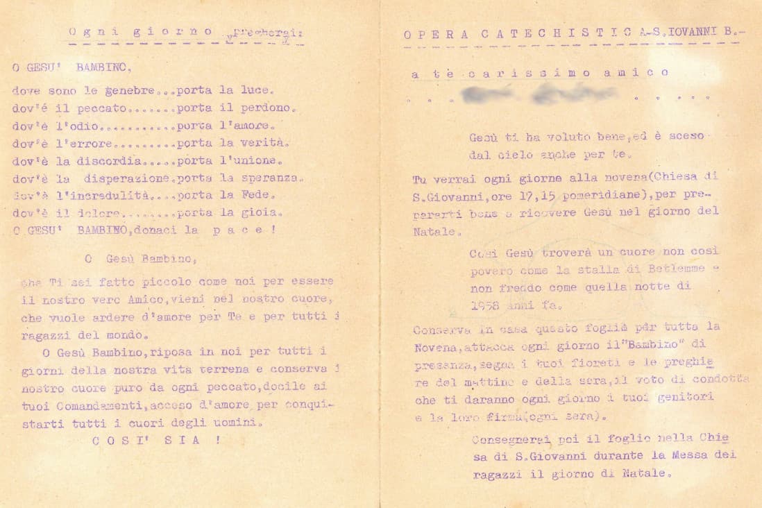 Christmas letter from a child in Cuglieri, Sardinia - Historical Archives - Jesuits, Euro-Mediterranean Province