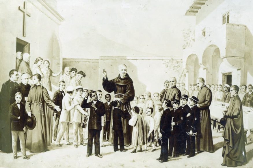 Illustration of Ludovico da Casoria founding the Institute of the Immaculate Conception of the Bigi friars in Rome - Historical Archives - Jesuits, Euro-Mediterranean Province