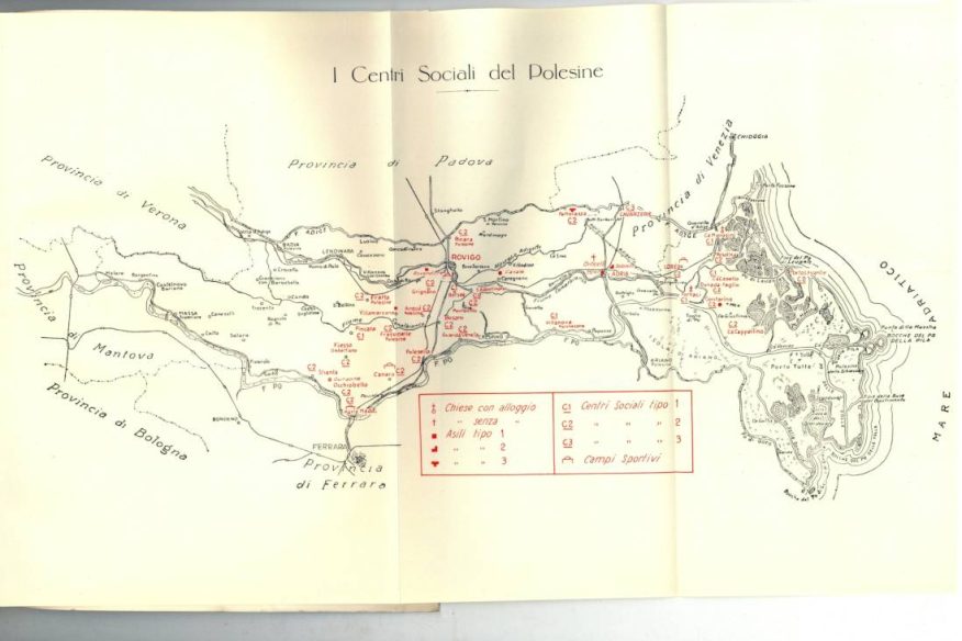 Map of the social centres in Polesine after the flood - Historical Archives - Jesuits, Euro-Mediterranean Province