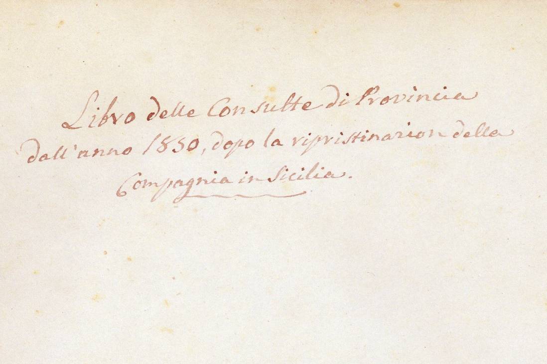 Copertina del libro delle consulte del 1850 per la Provincia Sicula della Compagnia di Gesù