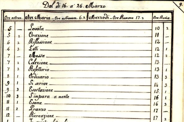 Detail of a register of custom from the Novitiate of Sant'Andrea al Quirinale - Historical Archives - Jesuits, Euro-Mediterranean Province