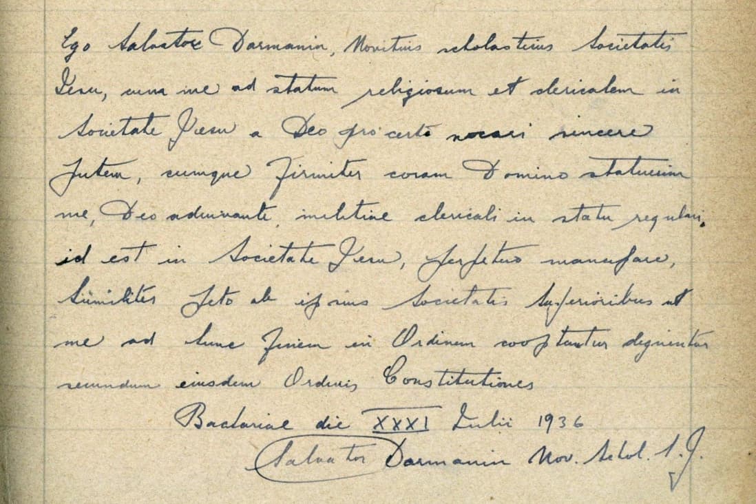 Novice request of Salvino Darmanin SJ - Historical Archives - Jesuits, Euro-Mediterranean Province