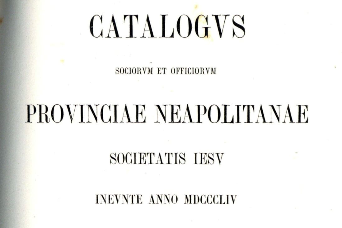 Title page for the 1854 Catalogue of the Neapolitan Province