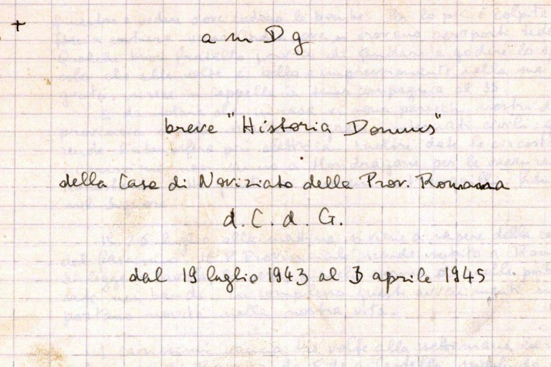 First page of the historia domus from the Roman Provine Novitiate, 1943-1945 - Historical Archives - Jesuits, Euro-Mediterranean Province