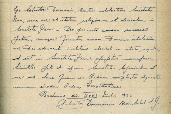 Novice request of Salvino Darmanin SJ - Historical Archives - Jesuits, Euro-Mediterranean Province