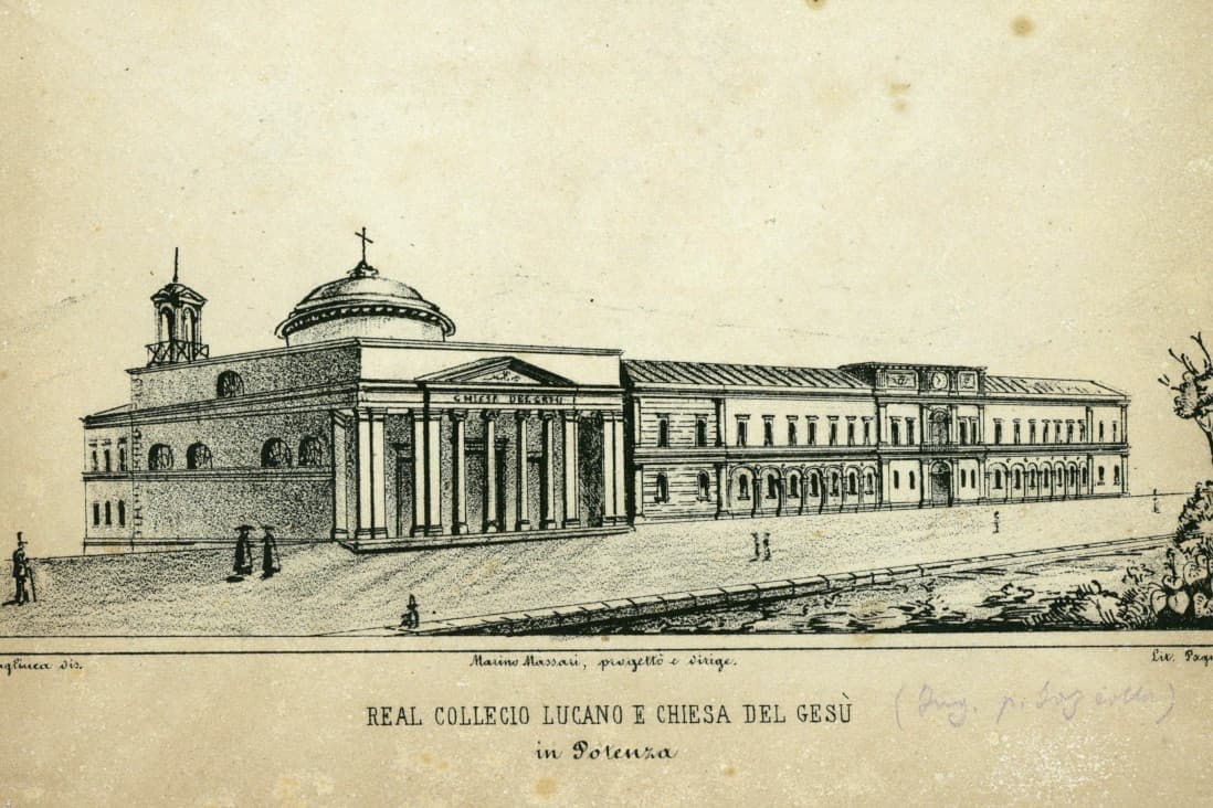 Lythography depicting a view of the Jesuit college in Potenza - Historical Archives - Jesuits, Euro-Mediterranean Province