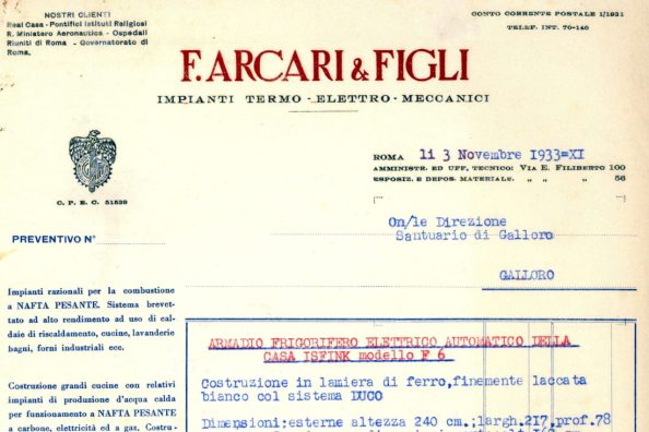 Supplier quote for the Galloro residence - Historical Archives - Jesuits, Euro-Mediterranean Province